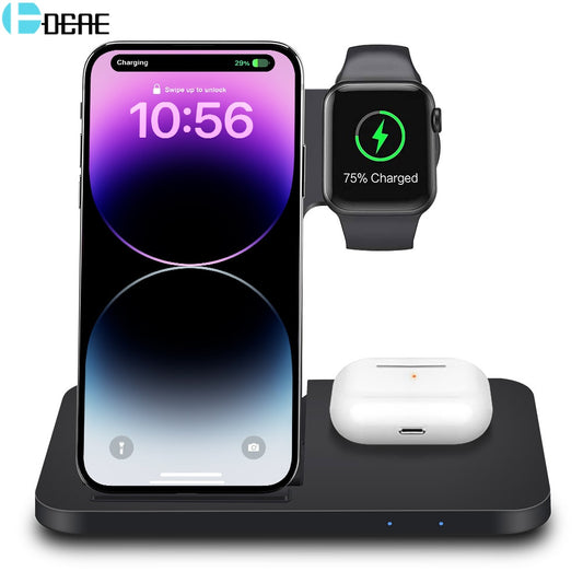 Discover the sleek and efficient DCAE 15W Fast Wireless Charger Dock Station, the perfect all-in-one charging hub for your daily needs.